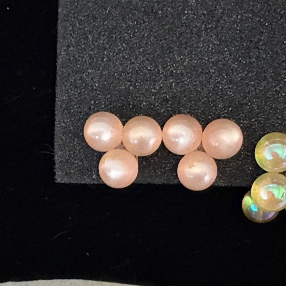 Vintage earrings Sterling pink moon glow & Soap Bubble Bead screw back earrings